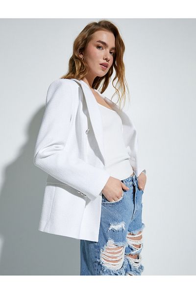 Koton Μπουφάν Tweed Blazer με διπλό στήθος με κουμπιά και τσέπες