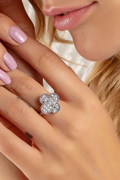 Modex Silver Color Clover Ring