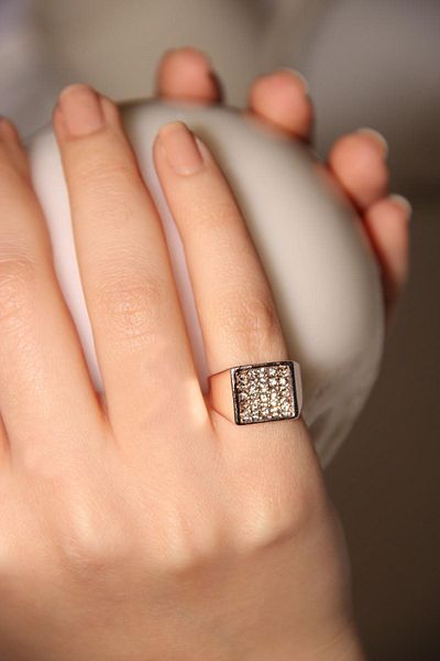 Modex Women's Rose Plated Stone Detailed Pinky Ring Uyz9907