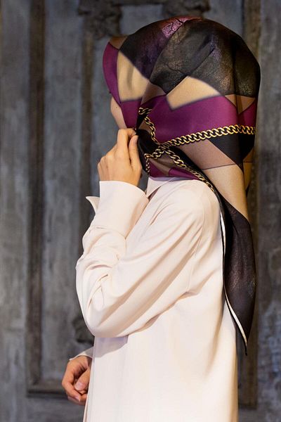 Vissona Tivil Silk Scarf - 14239-0026-0001 Plum Black