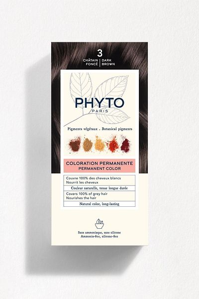 Phyto Phytocolor 3 Dark Chestnut Ammoniakfreies, dauerhaftes pflanzliches Haarfärbemittel