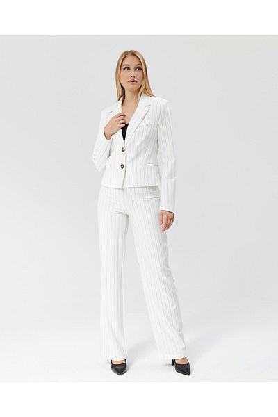 Appleline White Striped Classic Crop Biker Dress Set