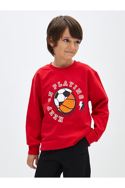 LC Waikiki Μακρυμάνικο φούτερ και φούτερ με στάμπα Boy - Crew Neck