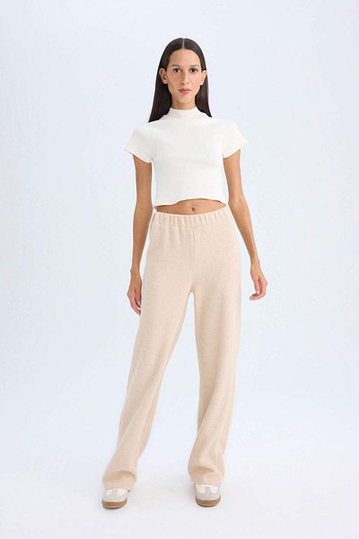 DeFacto Dfc - Flayer Fit Ribbed Straight Leg Camisole Trousers