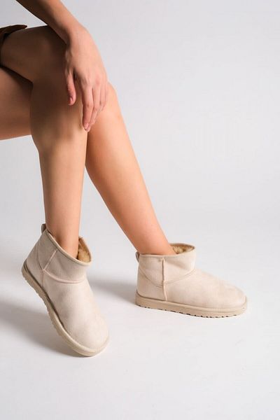 Zerenyus Μπεζ Suede Premium Midi Γυναικείες Μπότες