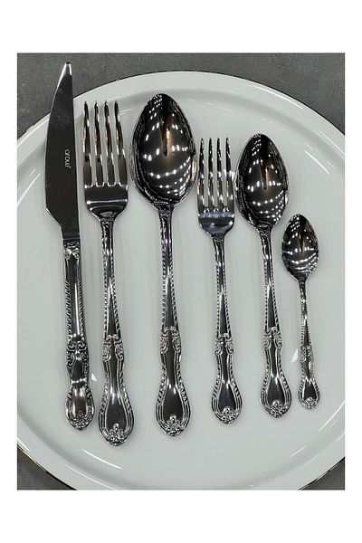 Doğudeko Luxury 36 Piece Bianco Silver Bagbull Set