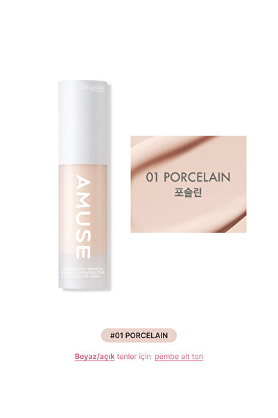 Amuse Ceramic Skin Perfector Foundation - 48 Saat Kalıcı Porselen Görünüm Veren Fondöten 15ml #01PORCELAIN