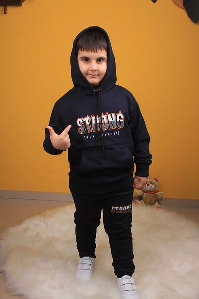 SİNSER TEKS Unisex γκρι φόρμα με κουκούλα και τύπωμα