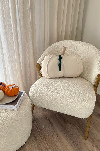 RİTMOHOME Kabak Şeklinde Tasarımlı Krem Sonbahar Dekoratif Yastık(İçi Dolgulu)