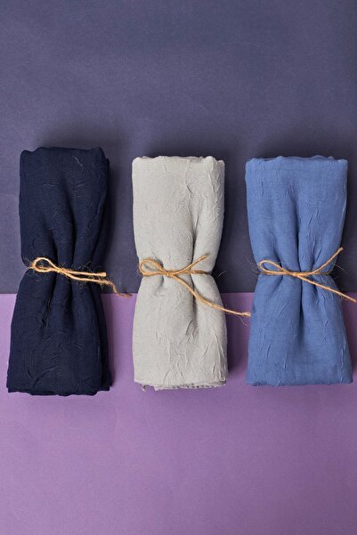 Organic Scarfs Tesettür Hijab Kadın Bambu Kraş Şal Modeli-3'lü Set