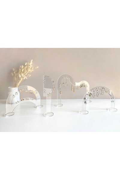 tsddekorasyon Set of 4 Minimalist Jewelry - Earring Display, Clear Acrylic Earring Holder, Nail Earring Organizer