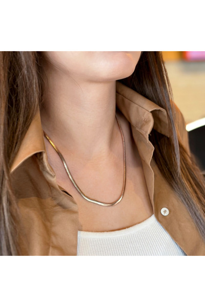 Jewel by Aila 4 mm. Balık Pulu Yılan Sırtı Kadın Gümüş Zincir Kolye