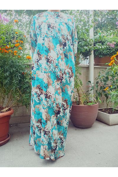 hoaryage Robadan Rochie de mamă cu mânecă lungă, 100% viscoză, cu flori de trandafir, rochie de rugăciune