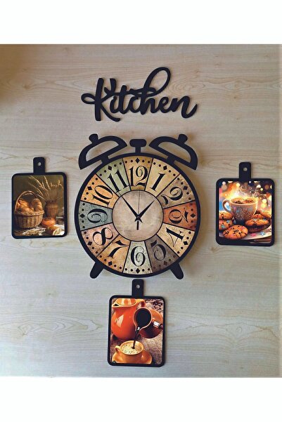 Bilge Lazer Bilge Ahşap Dekoratif Mutfak Saati (kitchen)