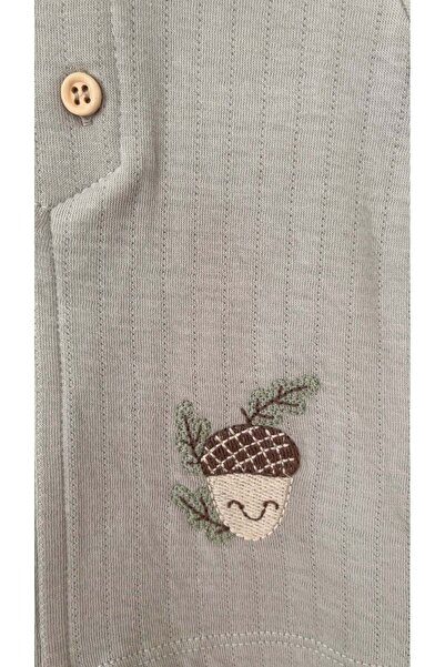 Tongs Meşe Palamudu Temalı Erkek Bebek Alt Üst Takım - Krem, Yeşil