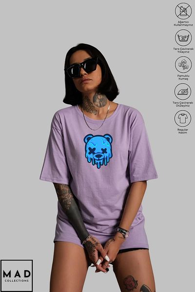 MAD COLLECTİON MAD COLLECTION Unisex Oversize Cotton Ice Bear T-shirt με κοντό μανίκι - Crew Neck