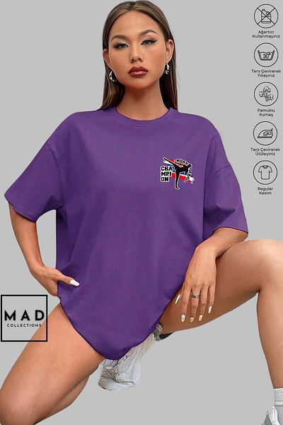 MAD COLLECTİON MAD COLLECTION Unisex Oversize Crew λαιμόκοψη βαμβακερό Muay Thai εμπριμέ κοντομάνικο μπλουζάκι