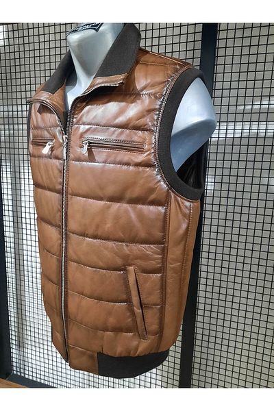 ArdaStilDeri Genuine Leather Inflatable Knitwear Vest