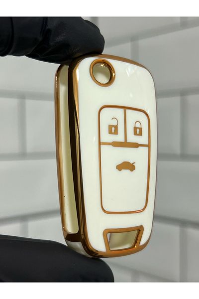 BARKAS ELEKTRONİK Opel Astra Corsa Insignia Mokka Zafira Nano Key Case White - Gold