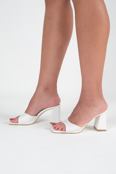 Ömer Ediz Shoes Luna Leather Covered - 9 cm Heeled Slippers