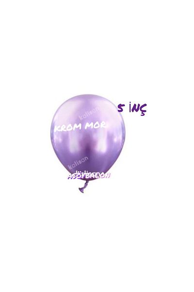 asöy 5 Inch Small Size Bright Chrome Balloon - Kalisan Chrome Purple 10 Pieces