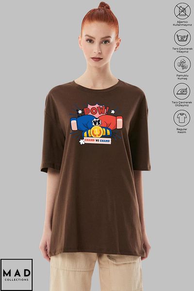MAD COLLECTİON Унисекс тениска с къс ръкав, памучен принт с кръгло деколте и щампа MAD COLLECTION