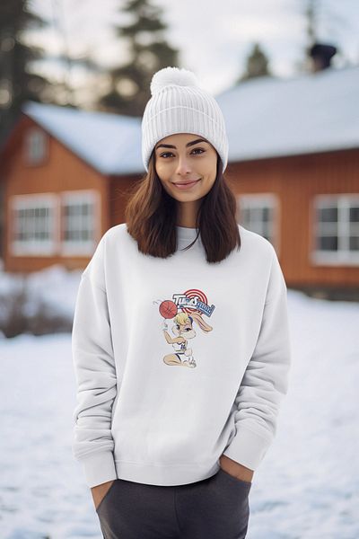 MONO COLLECTİON Унисекс суитшърт с дълъг ръкав, стандартна кройка и качулка с щампа Tunesquad