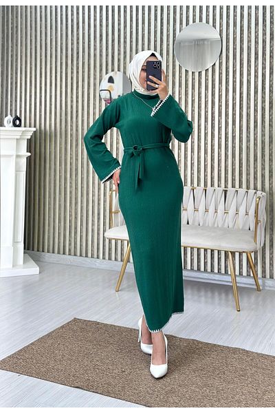 Moda Krash Seasonal Dress with Hair Embroidery - Patterned Detail
