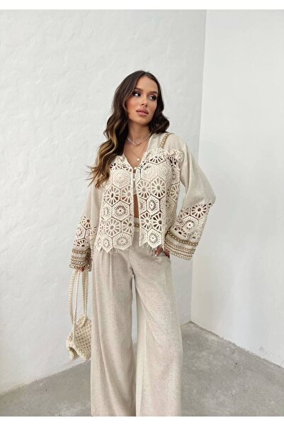 Ravio Collection مجموعة مطرزة بالخرز بتصميم الكتان الخام (اطلب وفقًا للوصف)