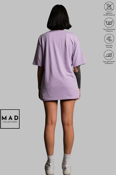 MAD COLLECTİON MAD COLLECTION Unisex Oversize Crew Neck Βαμβακερό Teddy εμπριμέ κοντομάνικο μπλουζάκι