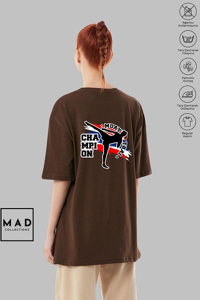 MAD COLLECTİON Унисекс тениска с къс ръкав, памучен принт и кръгло деколте MAD COLLECTION
