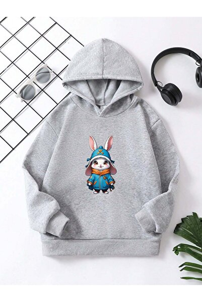 YUNAYT Παιδική μπλούζα με κουκούλα με στάμπα