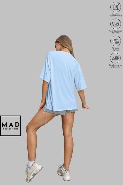 MAD COLLECTİON MAD COLLECTION Unisex Oversize Crew λαιμόκοψη βαμβακερό GARFIELD SMILE εμπριμέ κοντομάνικο μπλουζάκι