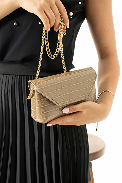 İAMBTŞY Kadınlar için Moda Mini Altın Timsah Desenli Çapraz Çanta, Retro ve Ç...