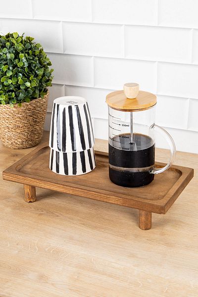 DNS HOME Natural Wooden Standed Presentation Board Multi-Purpose Presentation Serving Plate Snack Serving Holder