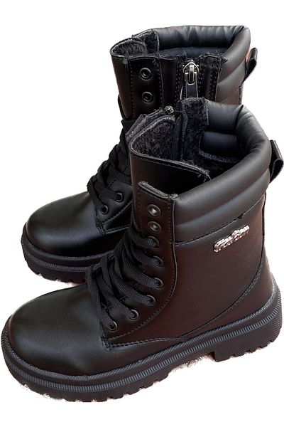 İpek Twingo Black Girl's Furry Zippered Boots