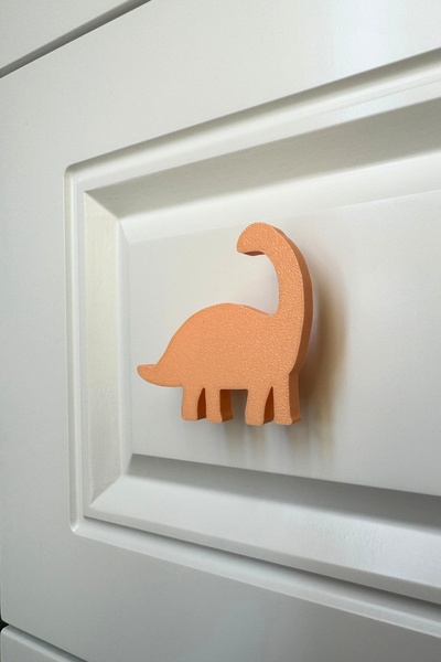 Pomerol Πορτοκαλί λαβή ντουλαπιού Dino 3 - Μοντέρνα και υπέροχη λαβή επίπλων για παιδικό δωμάτιο, κουζίνα και μπάνιο