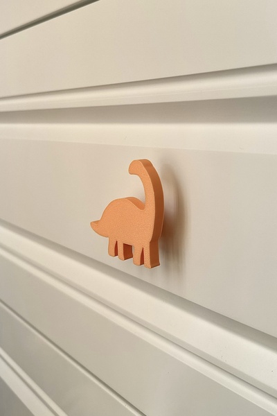 Pomerol Πορτοκαλί λαβή ντουλαπιού Dino 3 - Μοντέρνα και υπέροχη λαβή επίπλων για παιδικό δωμάτιο, κουζίνα και μπάνιο