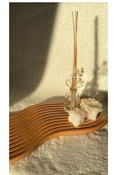 Kıdıman Ahşap Ahşap Oymalı Dalgalı Uzun Gökkuşağı Dekoratif Tepsi Sunum Tepsi...