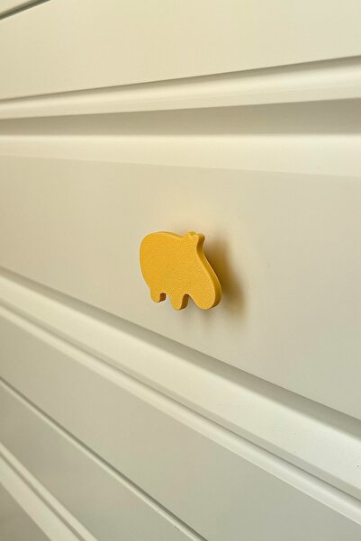 Pomerol Mâner galben pentru dulap Hipopotam - Mâner modern și durabil pentru mobilier pentru camera copiilor, bucătărie și baie, DH