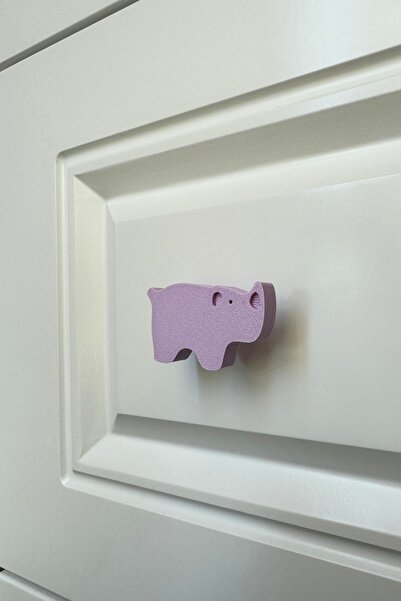Pomerol Mâner pentru dulap cu rinocer violet - mâner de mobilier drăguț pentr...