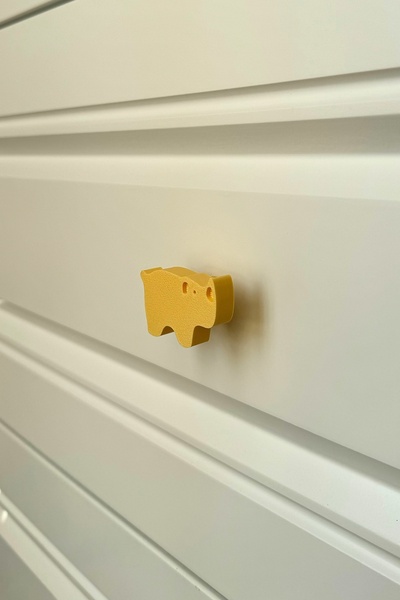 Pomerol Mâner de dulap cu rinocer galben - mâner de mobilier drăguț pentru camera copiilor, bucătărie și baie, MânerD