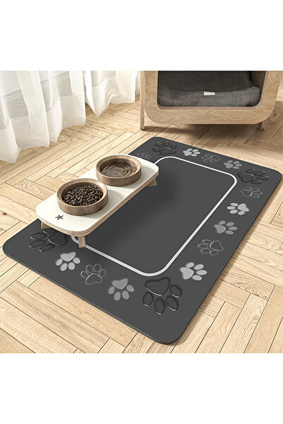 AsMat Paw Evcil Hayvan Besleme Matı Pati Figürlü Kaymaz KolayTemizlenir Su İt...