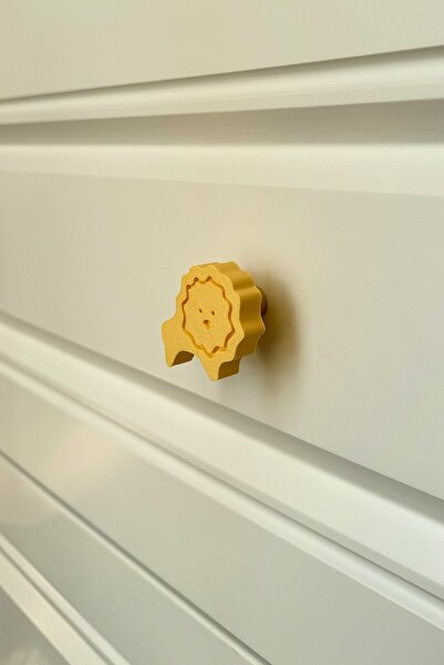 Pomerol Mâner pentru dulap cu leu galben - mâner de mobilier drăguț și durabil pentru camera copiilor, bucătărie și baie, mânerD