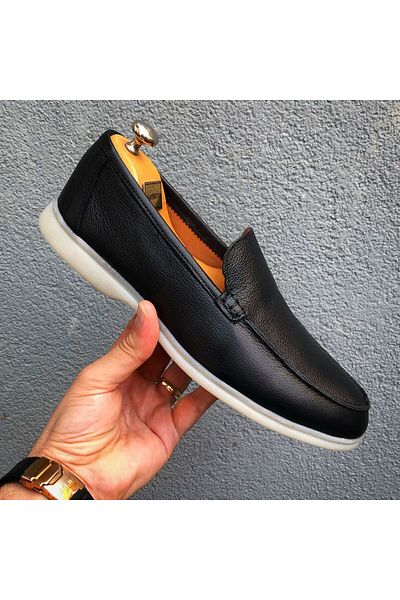 Martinetto BLACK GENUINE LEATHER DAILY LOAFER MEN'S SHOES GÇLP1000
