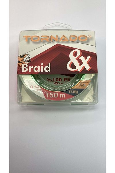 Tornado 8 X Braid Green 0.14mm 11.90kg------ 150Mt. Green 1Pcs.