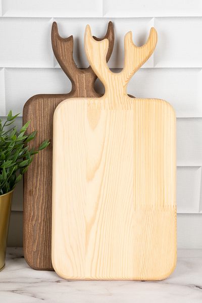 DNS HOME 2 Pieces Wooden Deer Cutting Board Presentation Serving Board Presentation Holder