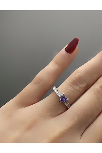 Gilai İstanbul Kalp Ayarlanabilir Özel Zirkon Taşlı Çelik Yüzük