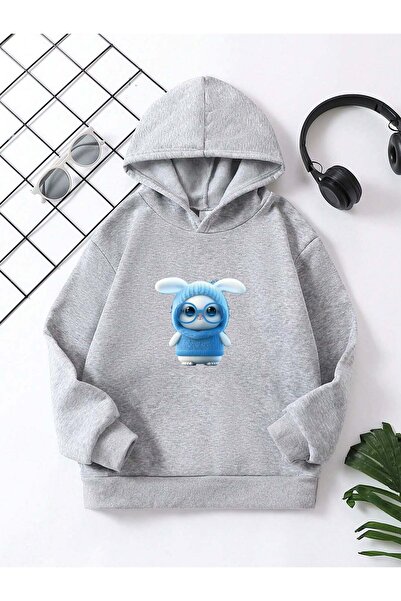 YUNAYT Παιδική μπλούζα με κουκούλα με στάμπα