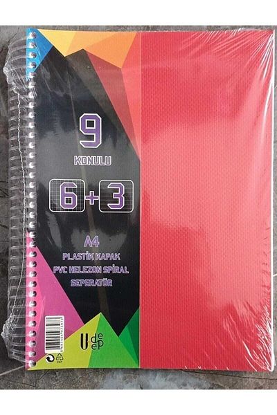 Umut A4 Size 9 Thread - 225 Sheets, Spiral Plastic Cover, 6 Check 3 Line Notebook Assortment